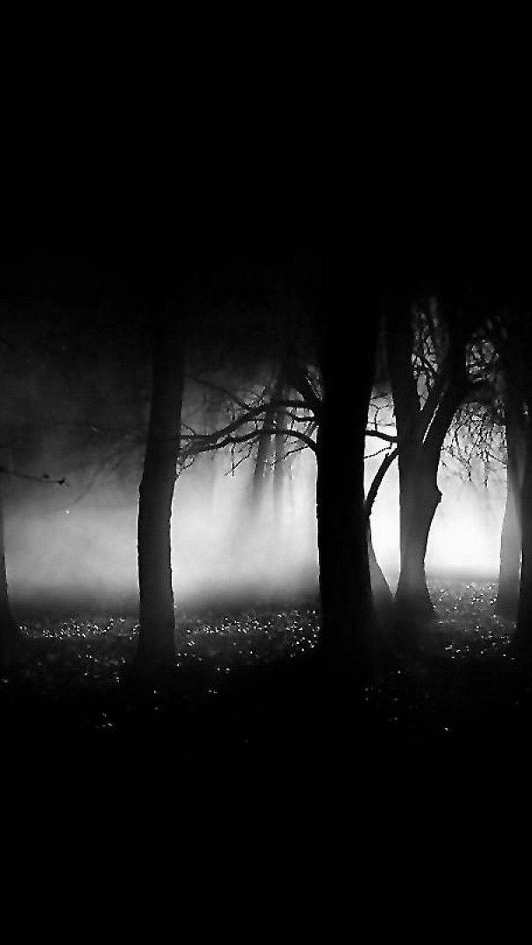 Black Android Creepy Forest Wallpaper