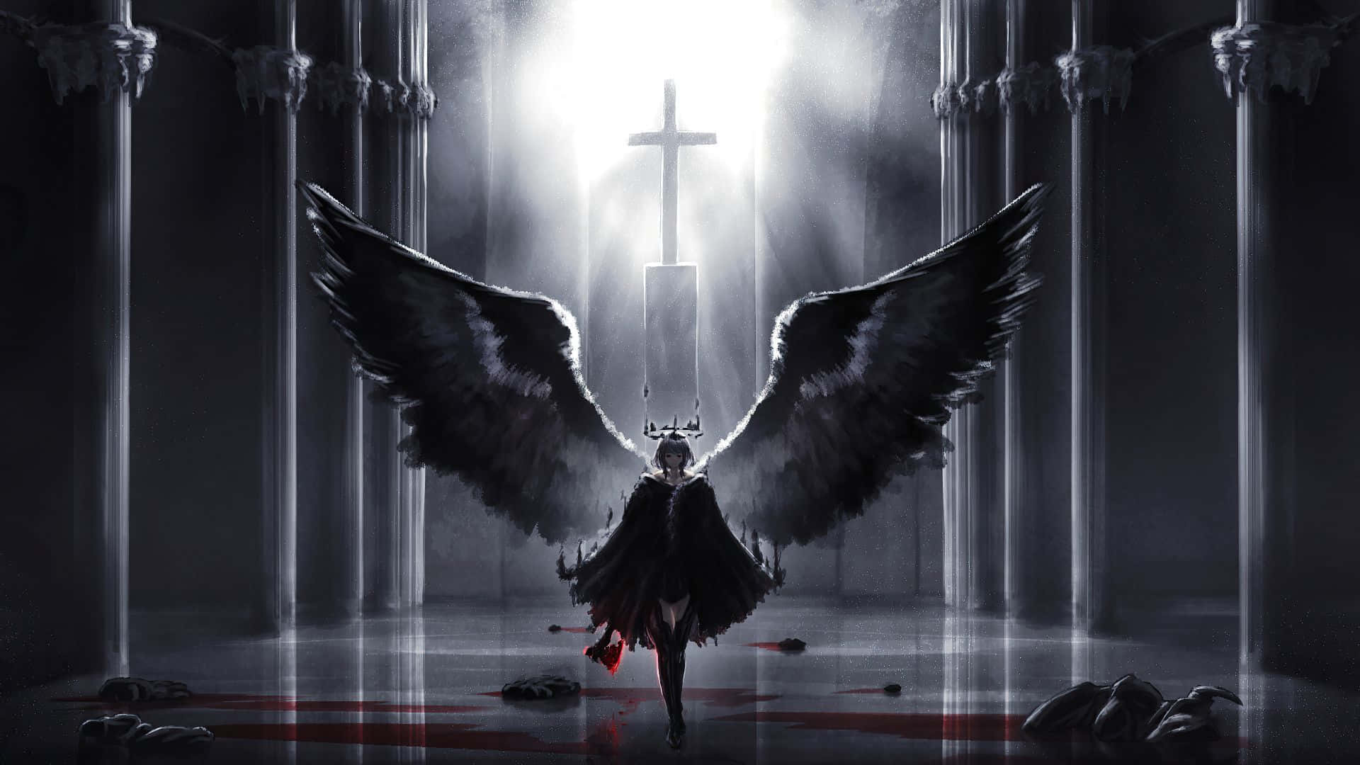 "Feel the magic of black angel wings and soar away!"