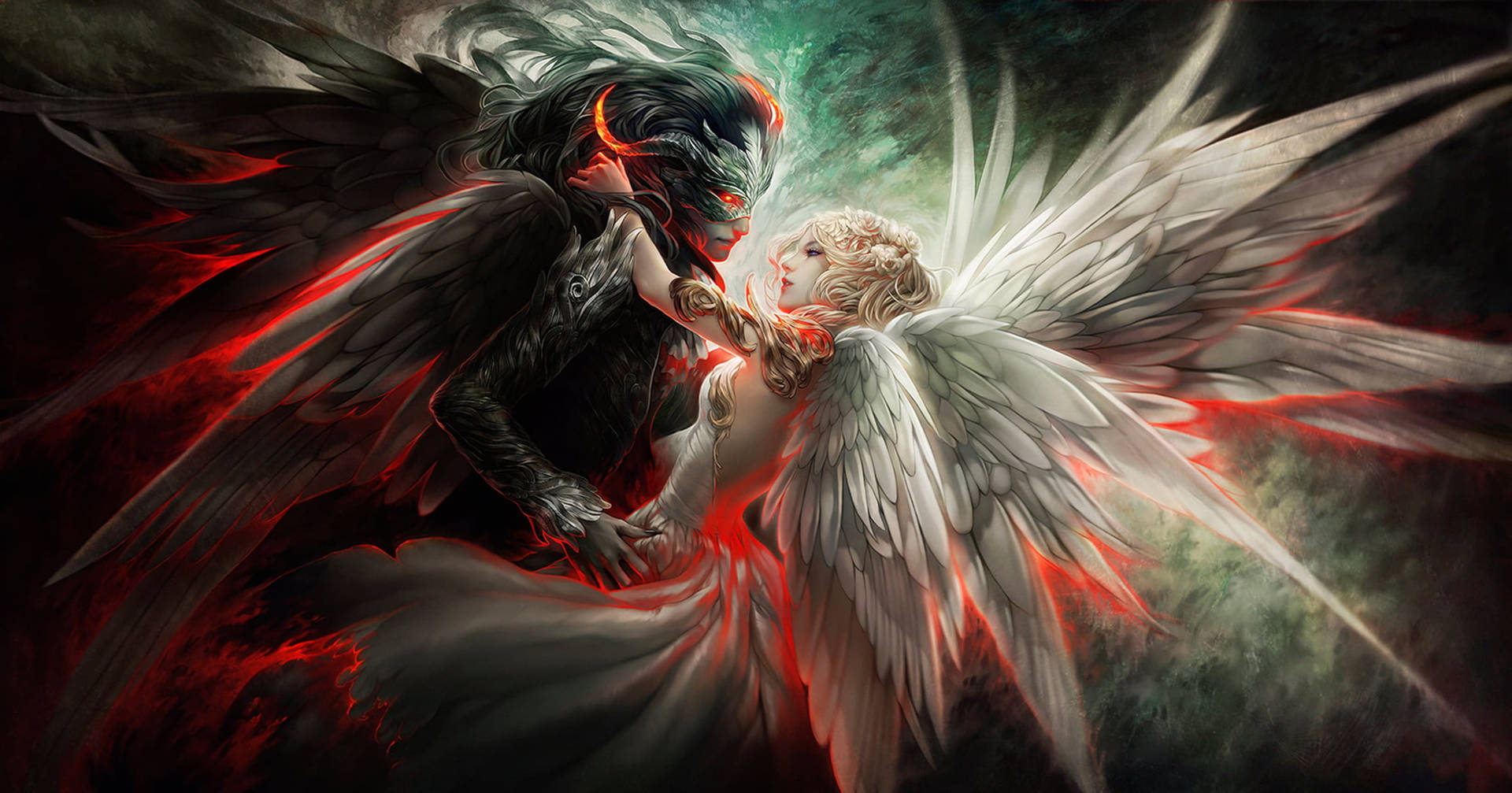 Black Angel Wings Romantic Wallpaper