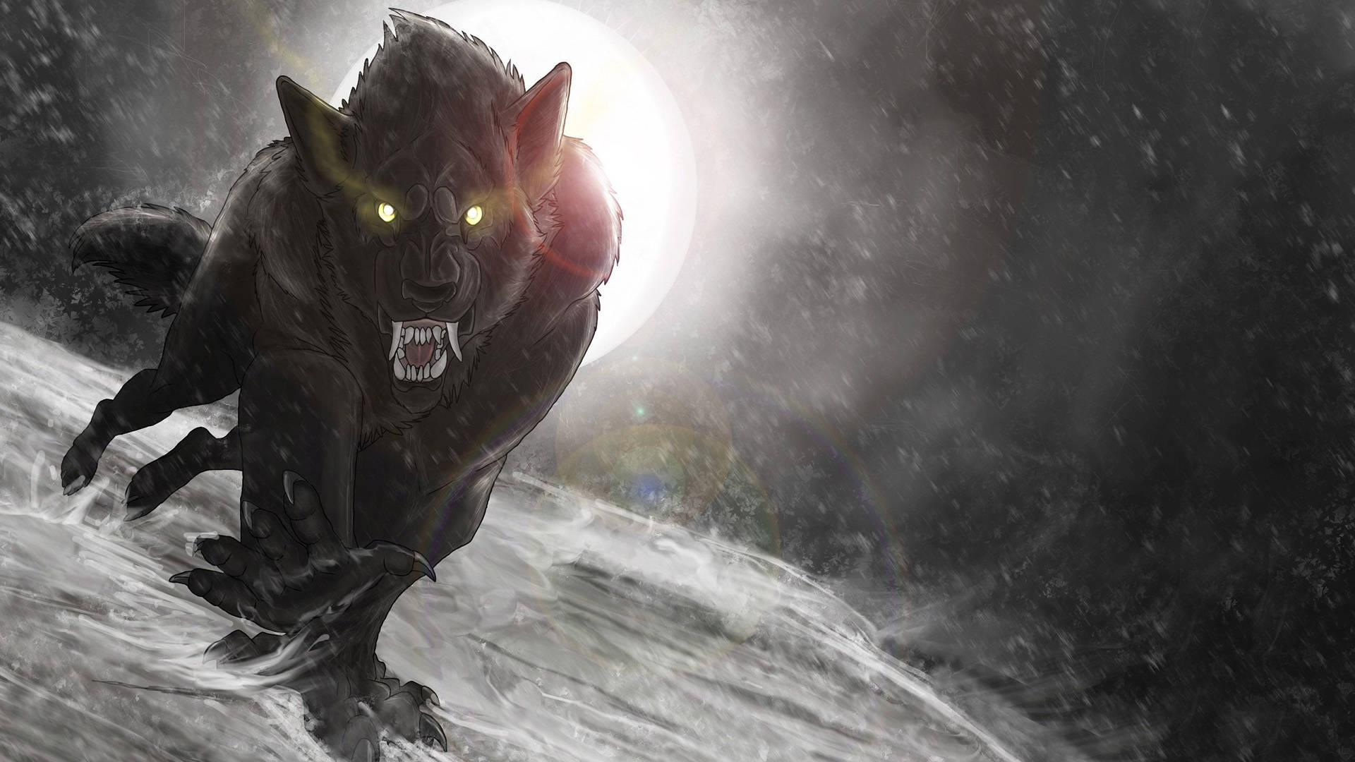 An intense and menacing werewolf ready to attack Wallpaper