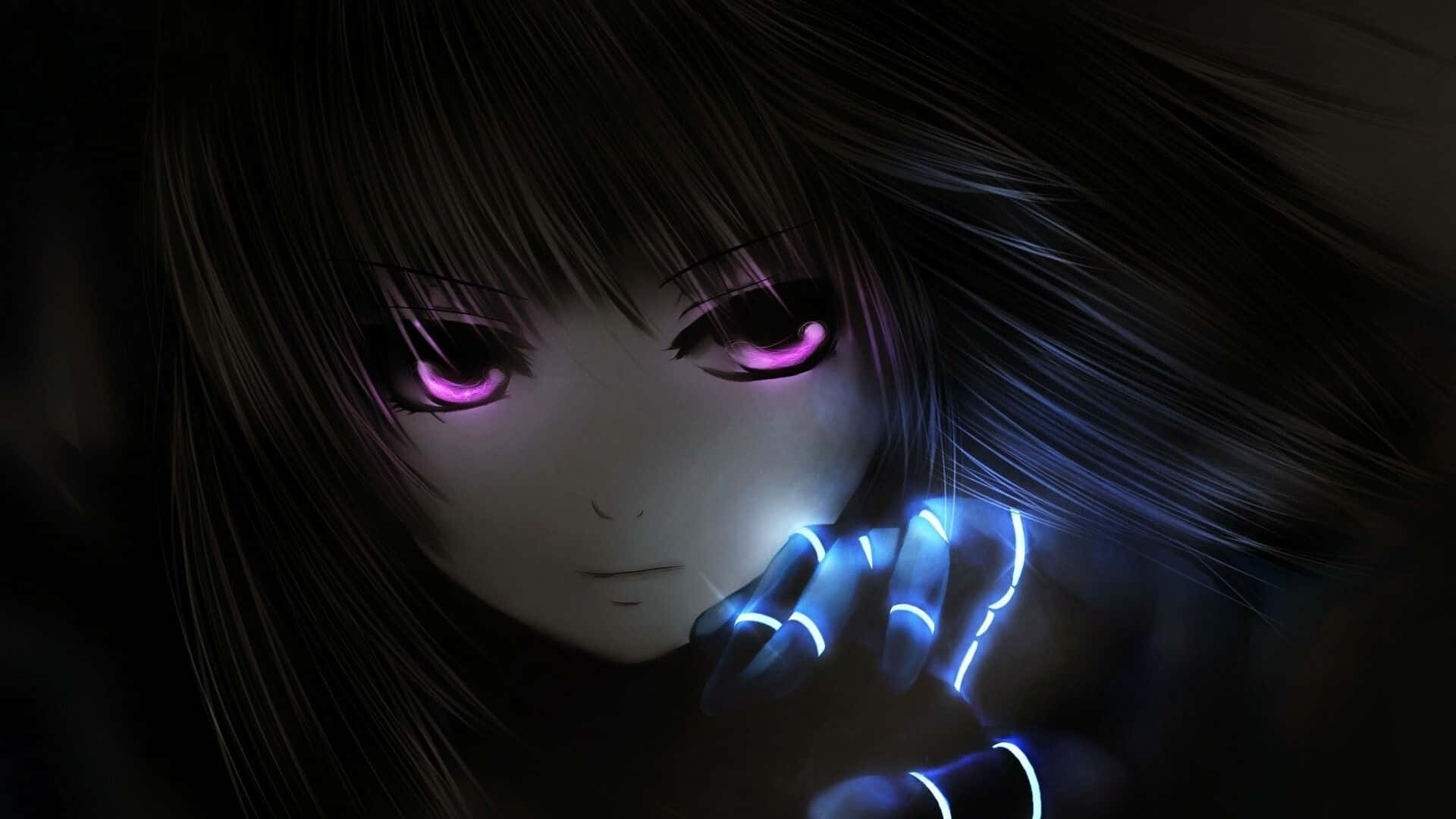 Black Anime Girl With Purple Eyes Aesthetic Pc Background