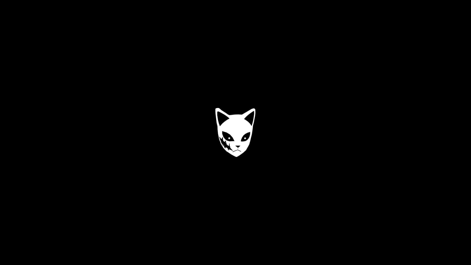 A White Cat Logo On A Black Background Wallpaper