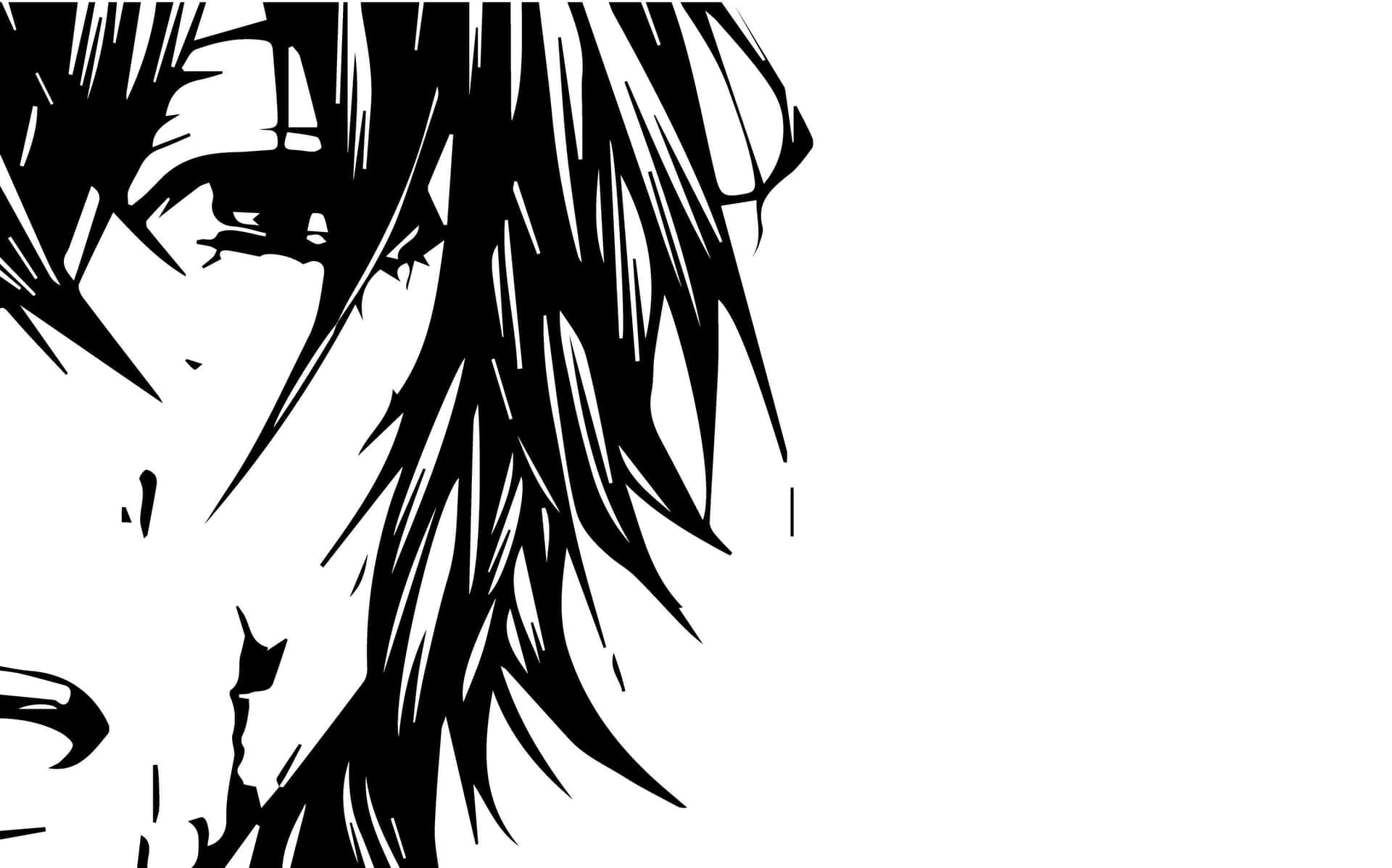 Følsom og fokuseret, sort anime dreng Wallpaper