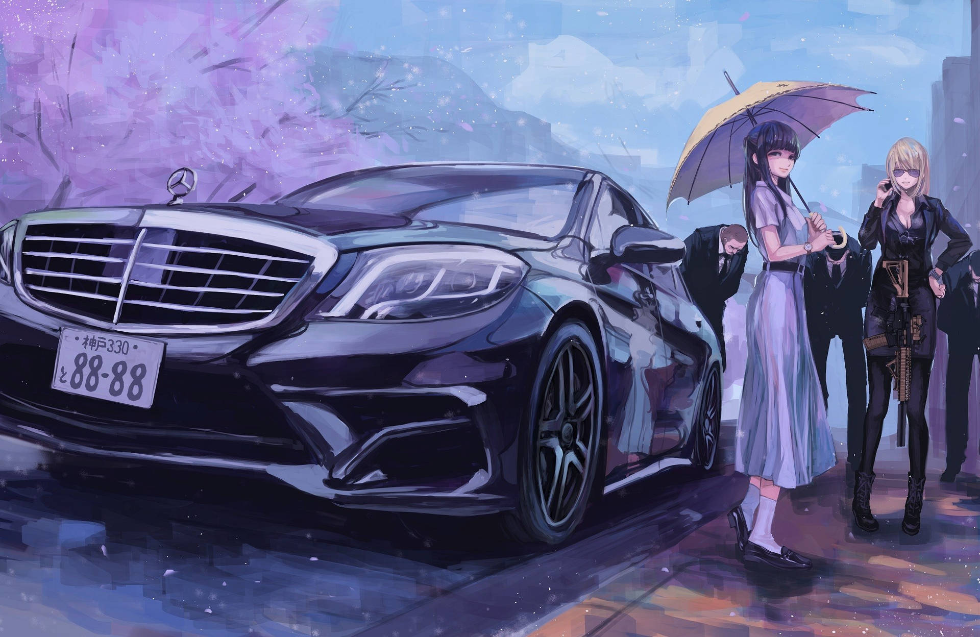 Black Anime Car Background