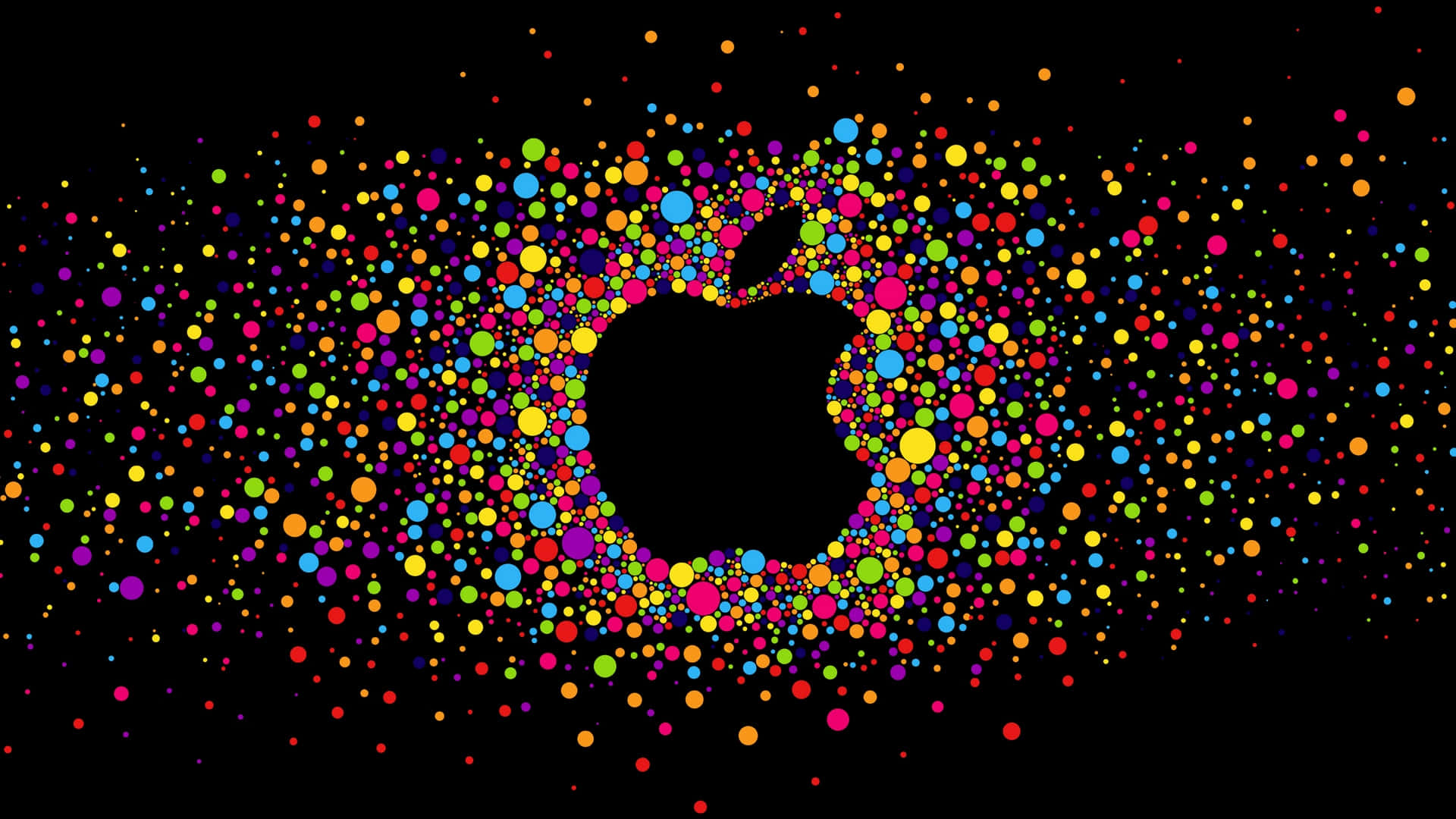 Black Apple Logo With Colorful Circles Wallpaper