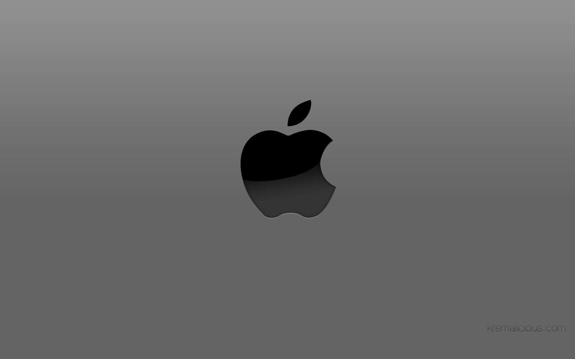 Sort Apple Logo på en simpel grå baggrund. Wallpaper