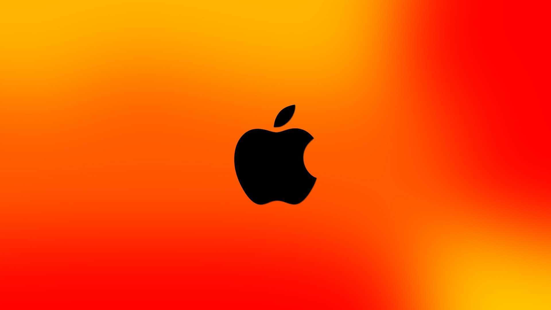 Black Apple Logo In Gradient Orange Wallpaper