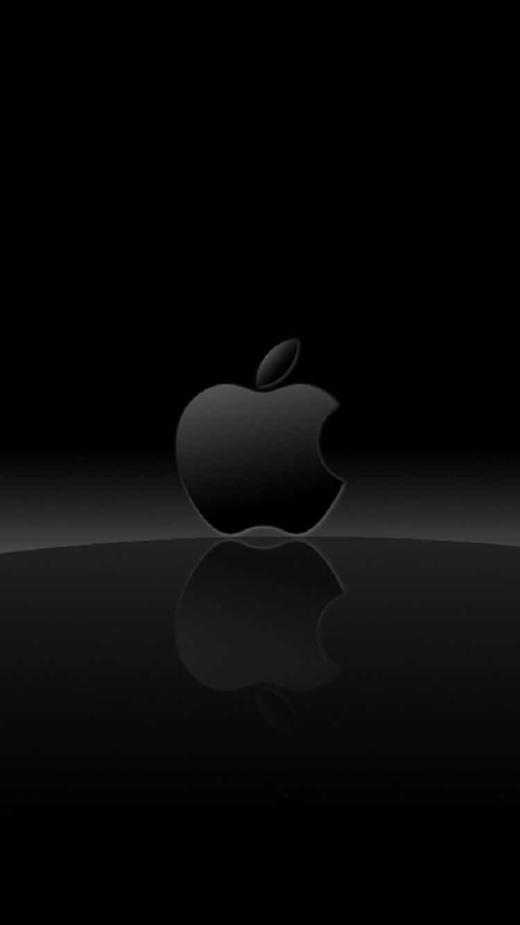 Logode Apple Negro En Negro Reflectante. Fondo de pantalla