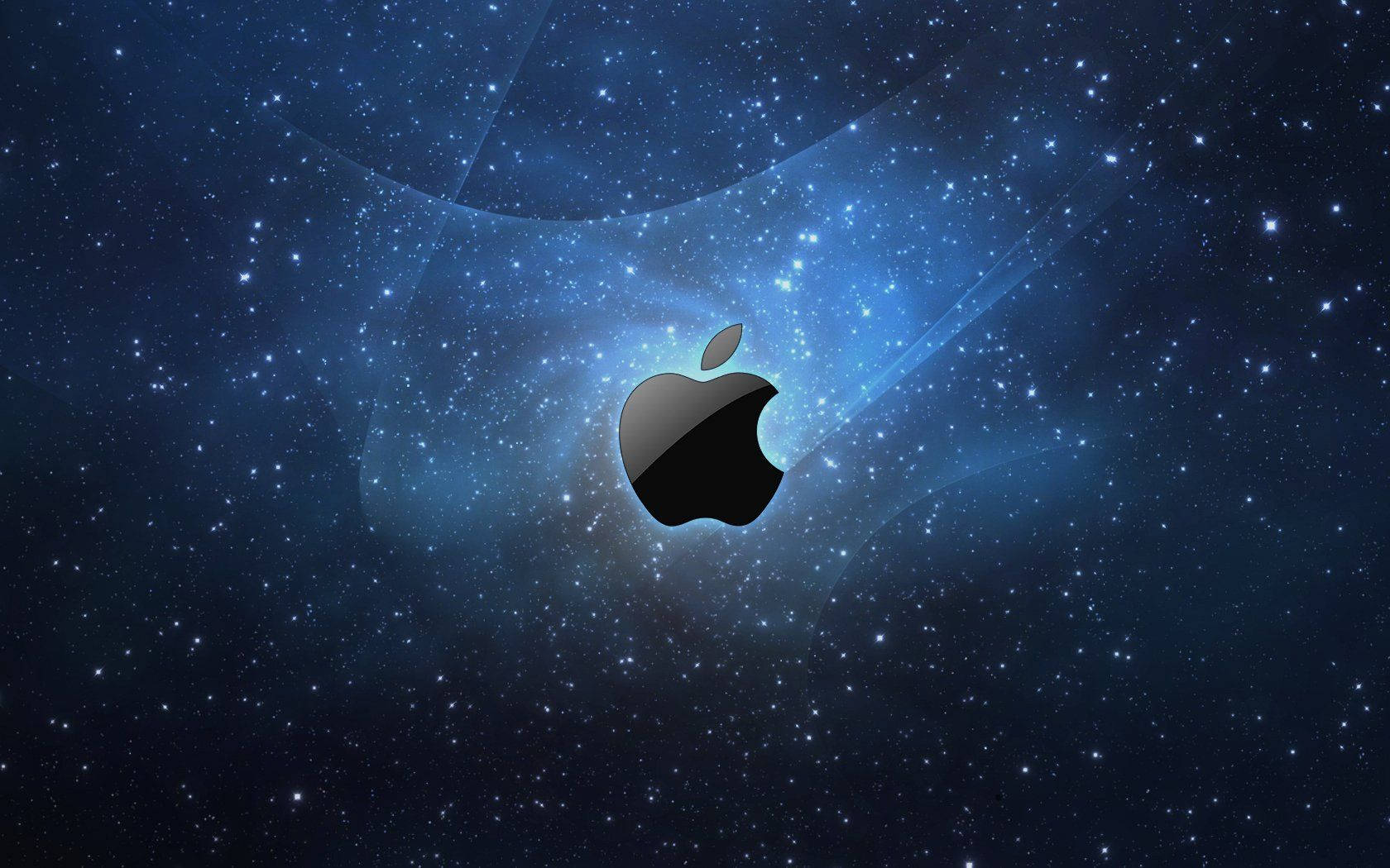 Black Apple Logo Dark Blue Galaxy