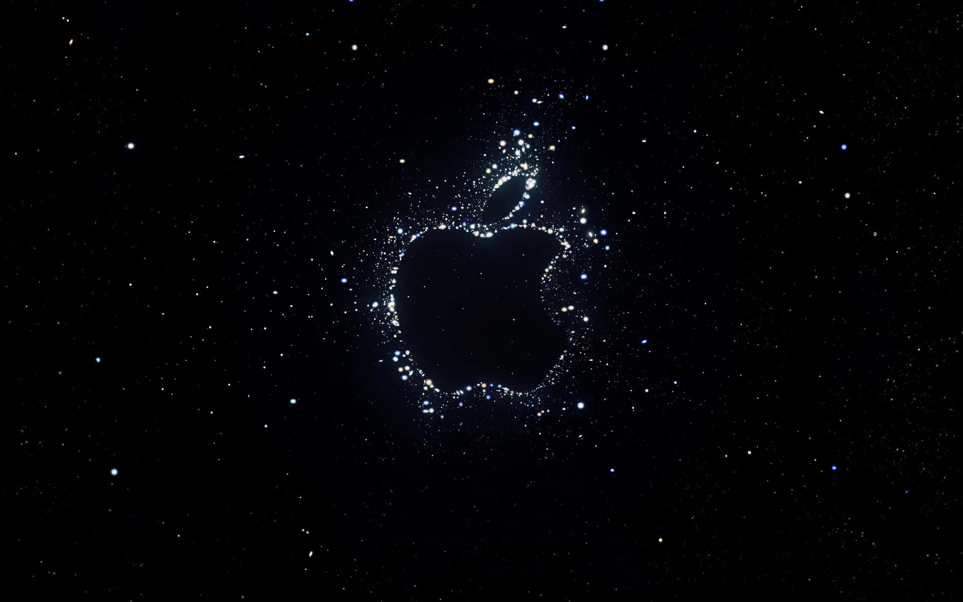 Black Apple Logo In Dark Starry Space Wallpaper