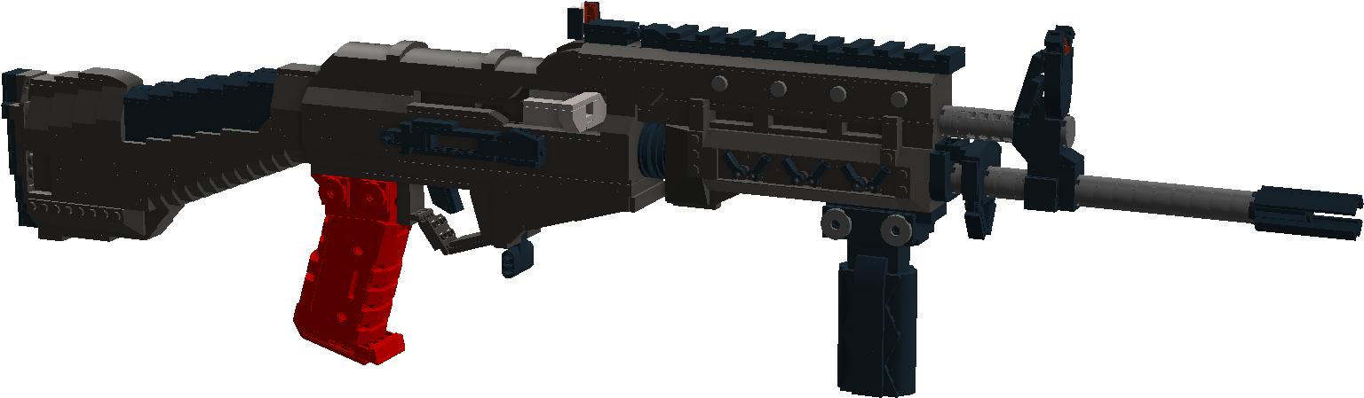 Black Assault Rifle Red Magazine PNG