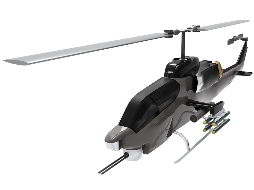 Black Attack Helicopter Profile PNG