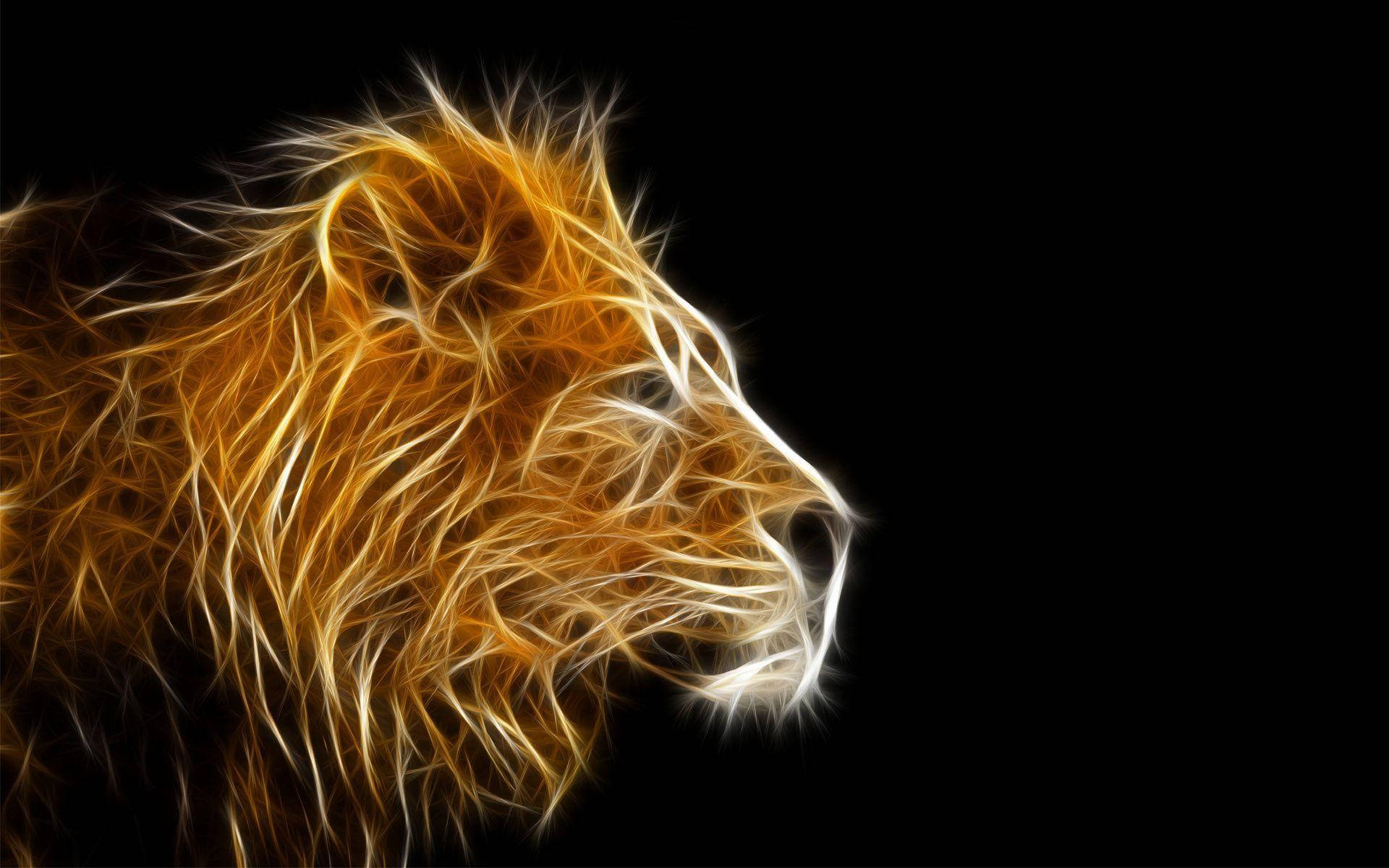 Black Background On 3d Lion Screen Picture