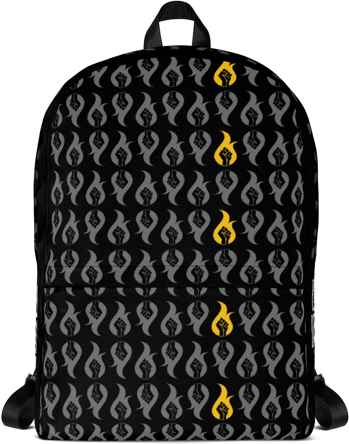 Black Backpack Music Note Pattern PNG