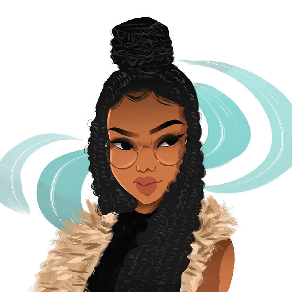 A Black Girl With Glasses And A Furry Vest Wallpaper