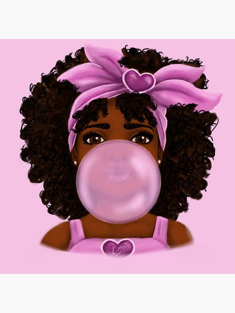 Black Barbie Bubblegum Illustration Wallpaper