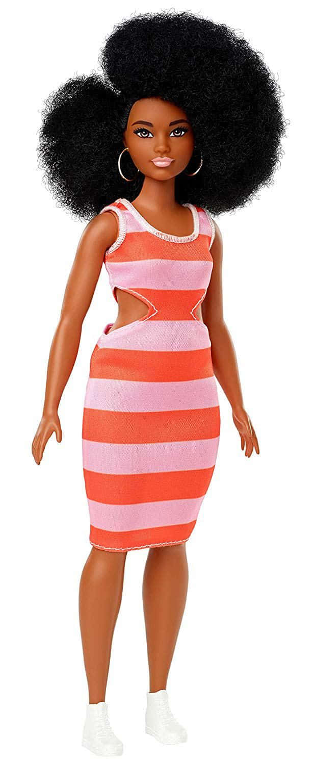 Black Barbie Dollin Striped Dress Wallpaper