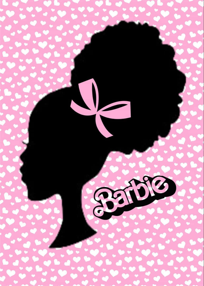 Black Barbie Silhouette Pink Background Wallpaper