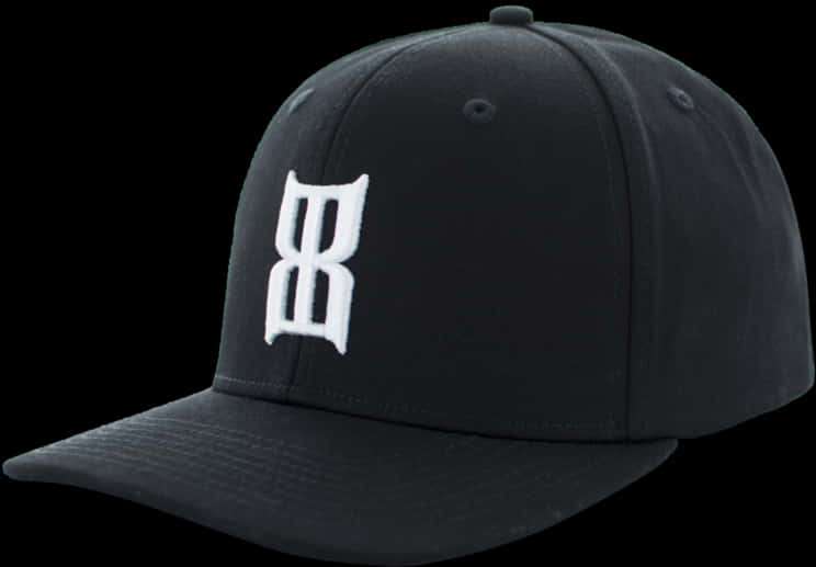 Black Baseball Cap White Logo PNG