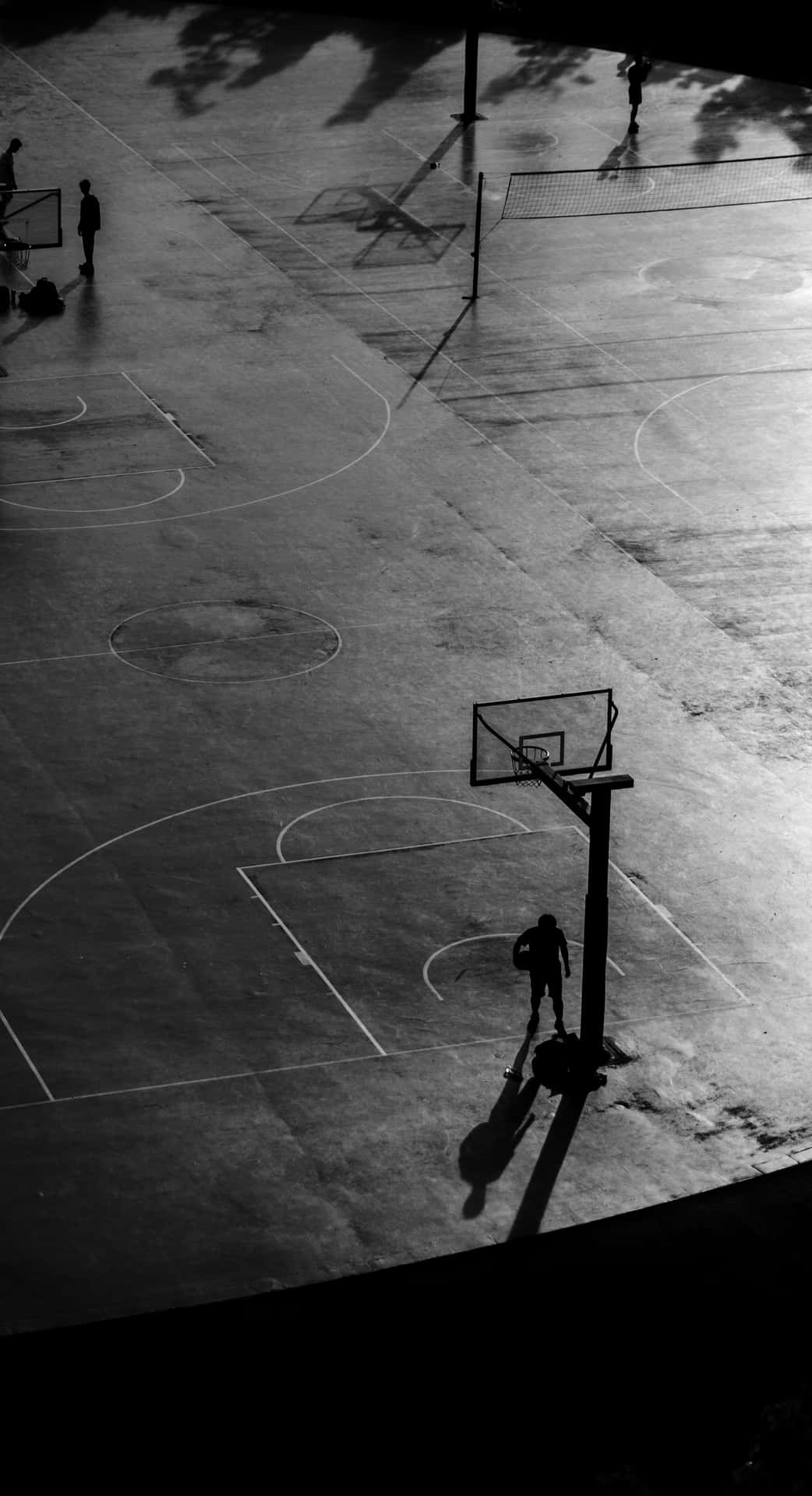 Canchade Baloncesto De Calle Negra. Fondo de pantalla