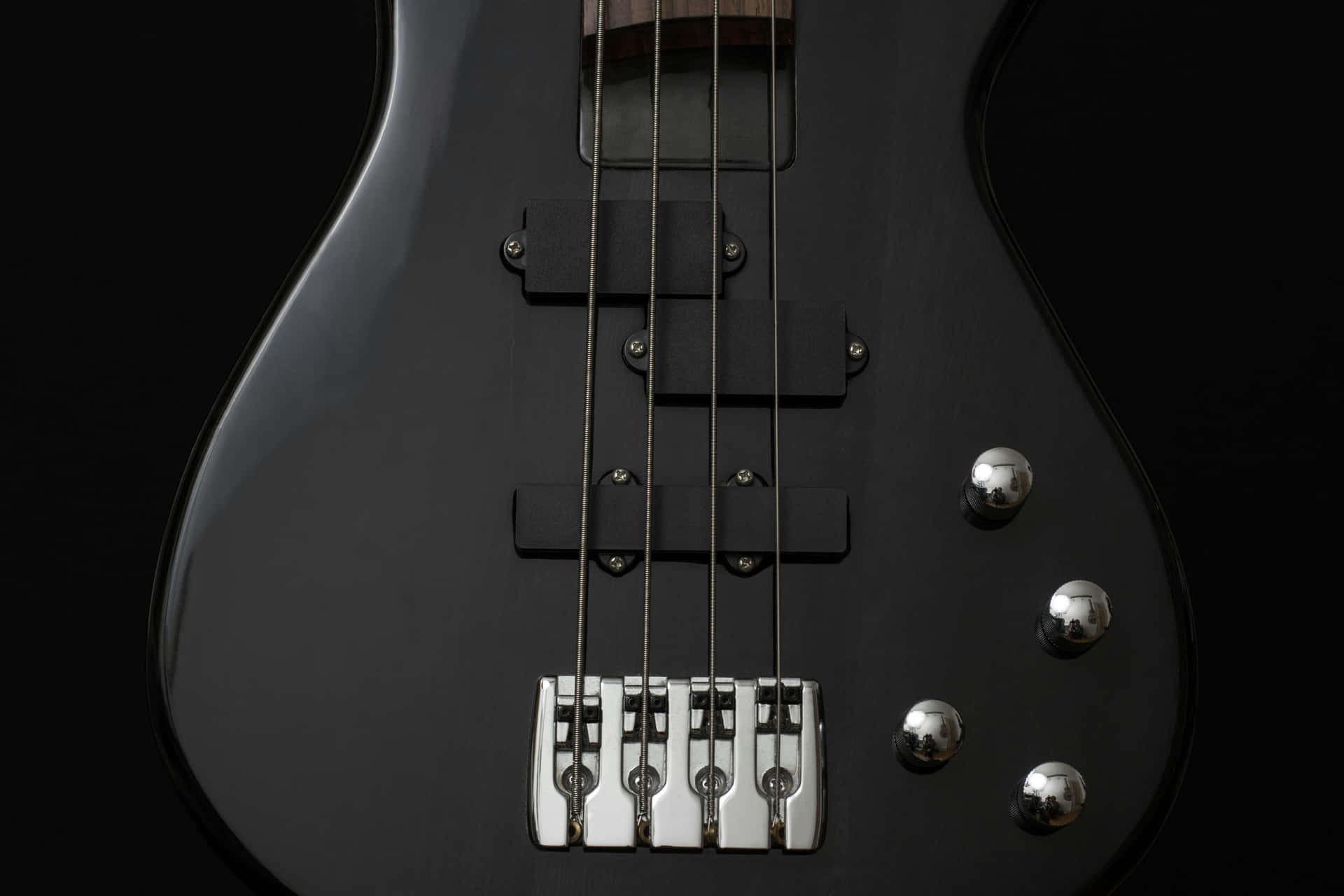 Black Bass Guitar Closeup Wallpaper