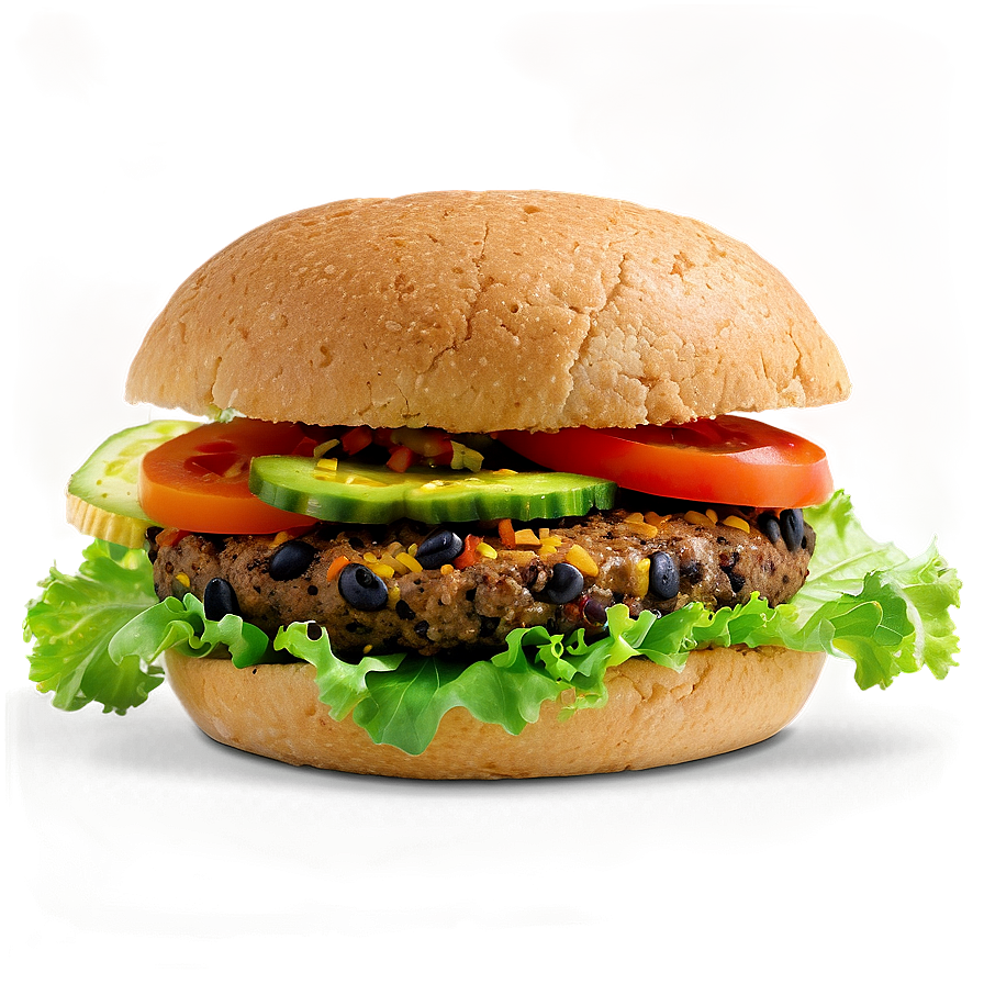 Black Bean Veggie Burger Png 06242024 PNG