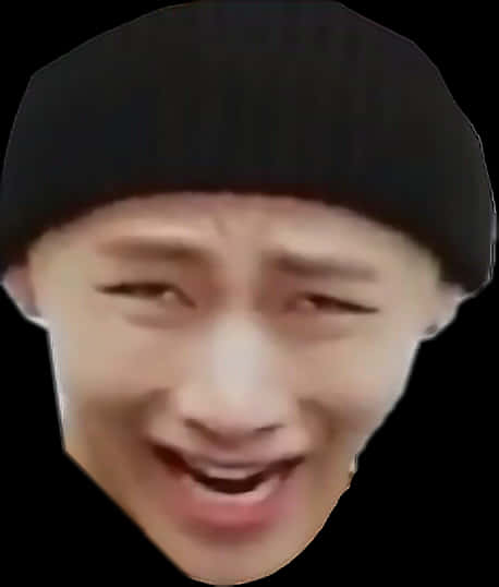 Black Beanie Facial Expression Meme PNG