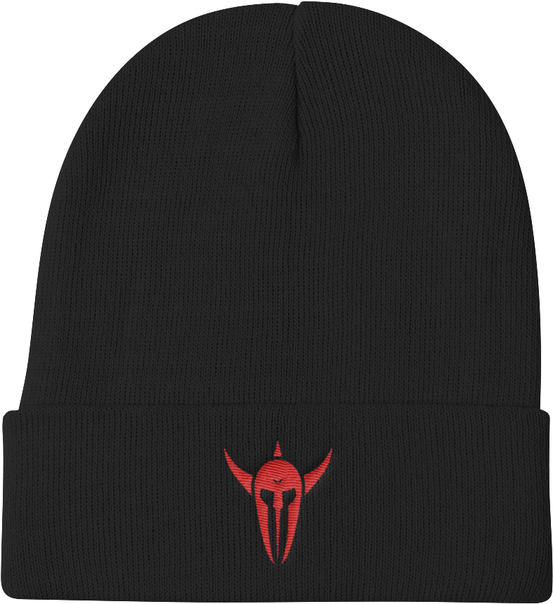 Black Beanie Red Logo Design PNG