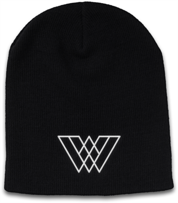 Black Beanie White Logo PNG