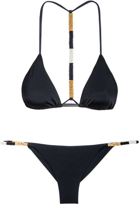 Black Bikiniwith Gold Details PNG