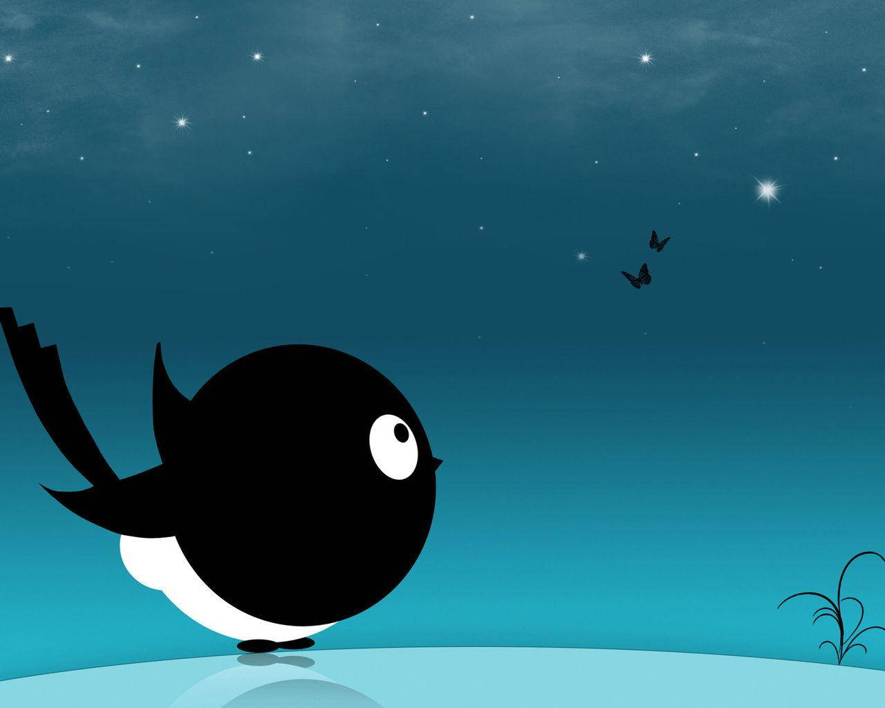Black Bird Starry Sky Cute Desktop Wallpaper