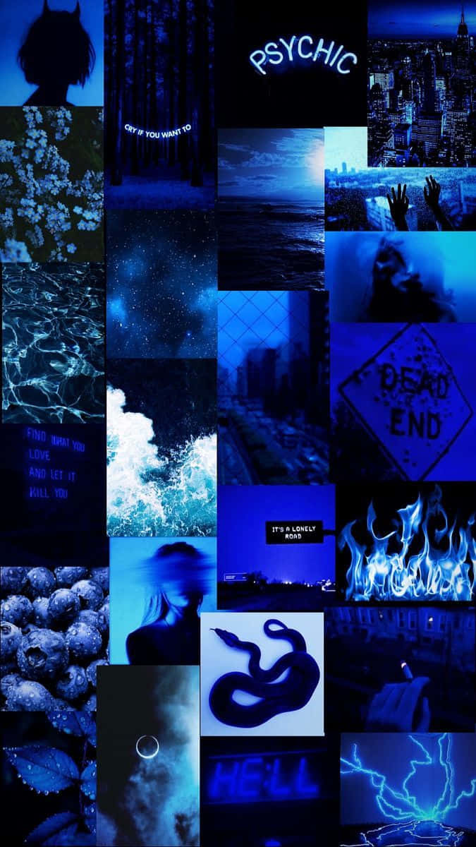 Black Blue Aesthetic Collage Wallpaper