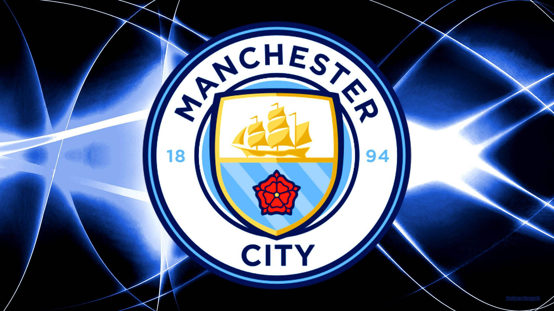 Black, Blue And White Manchester City Fc Background