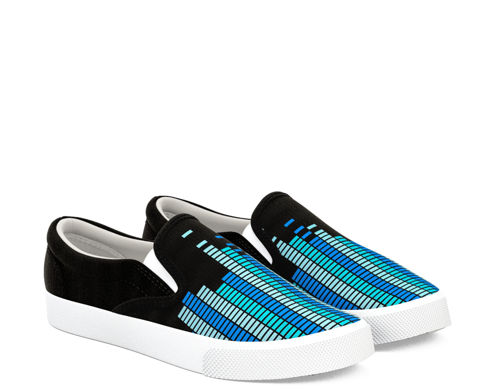 Black Blue Grid Slip On Sneakers PNG