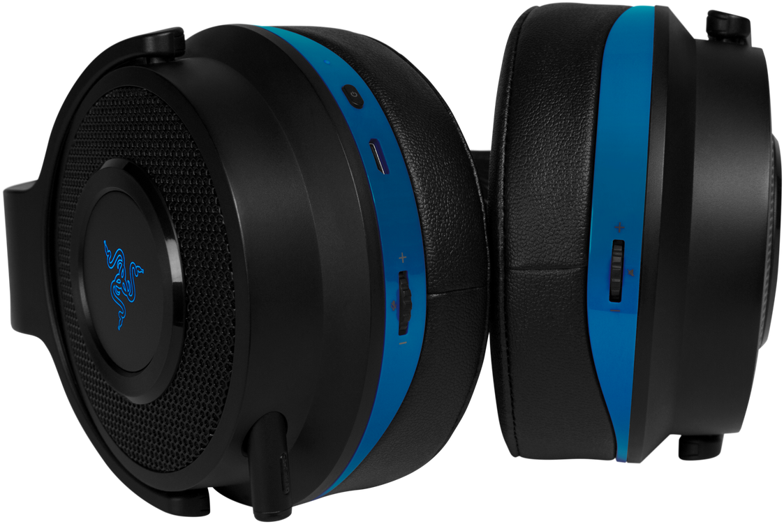 Black Blue Wireless Headphones PNG