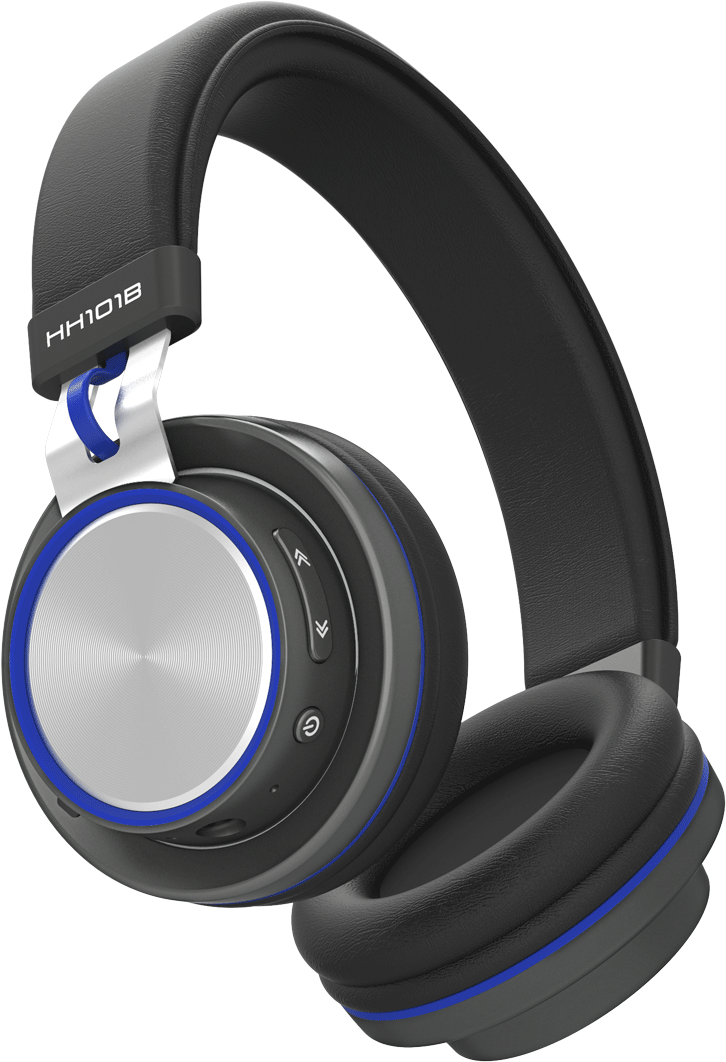 Black Blue Wireless Headphones PNG