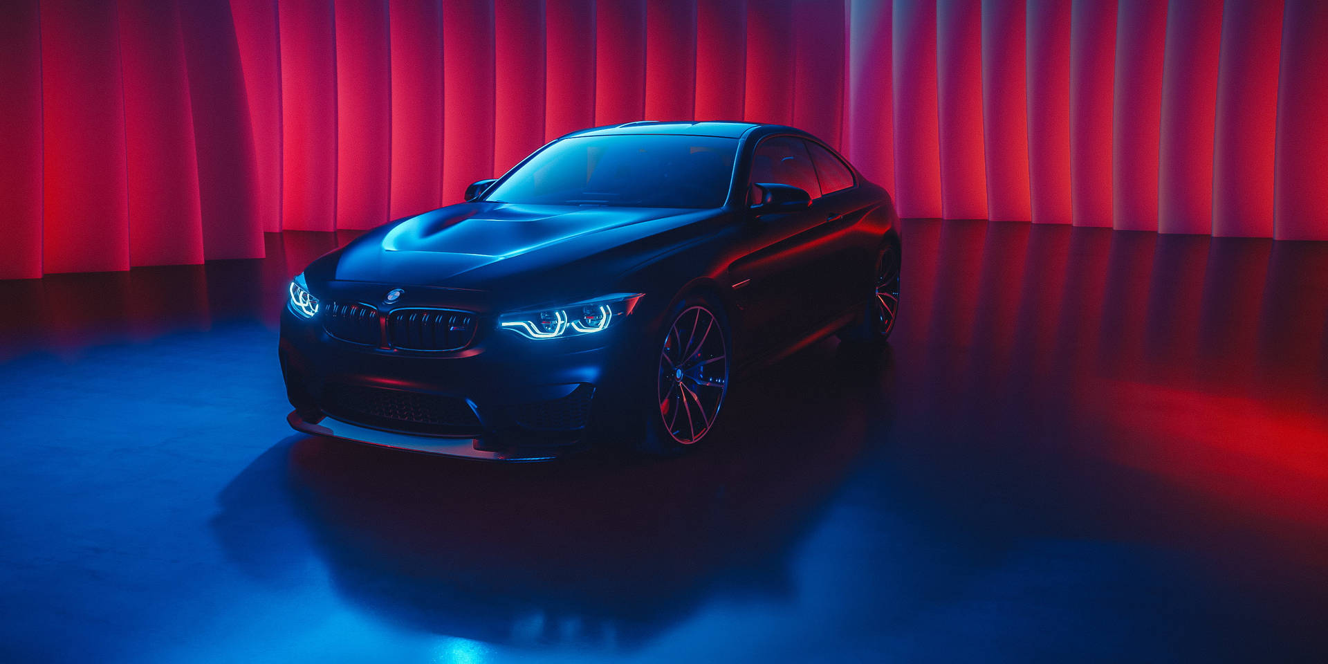 Black BMW M4 In Neon Room Wallpaper
