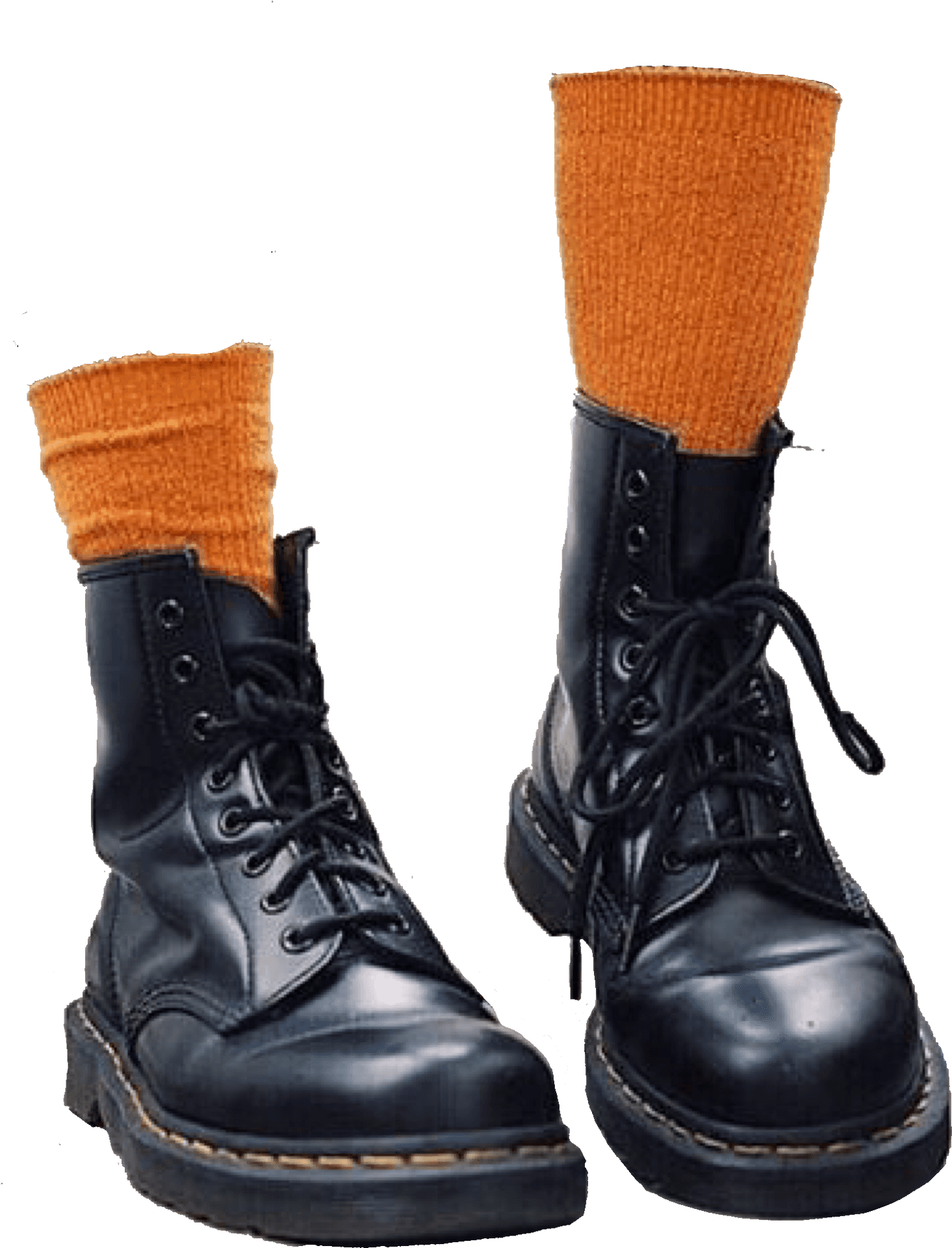 Black Boots With Orange Socks PNG