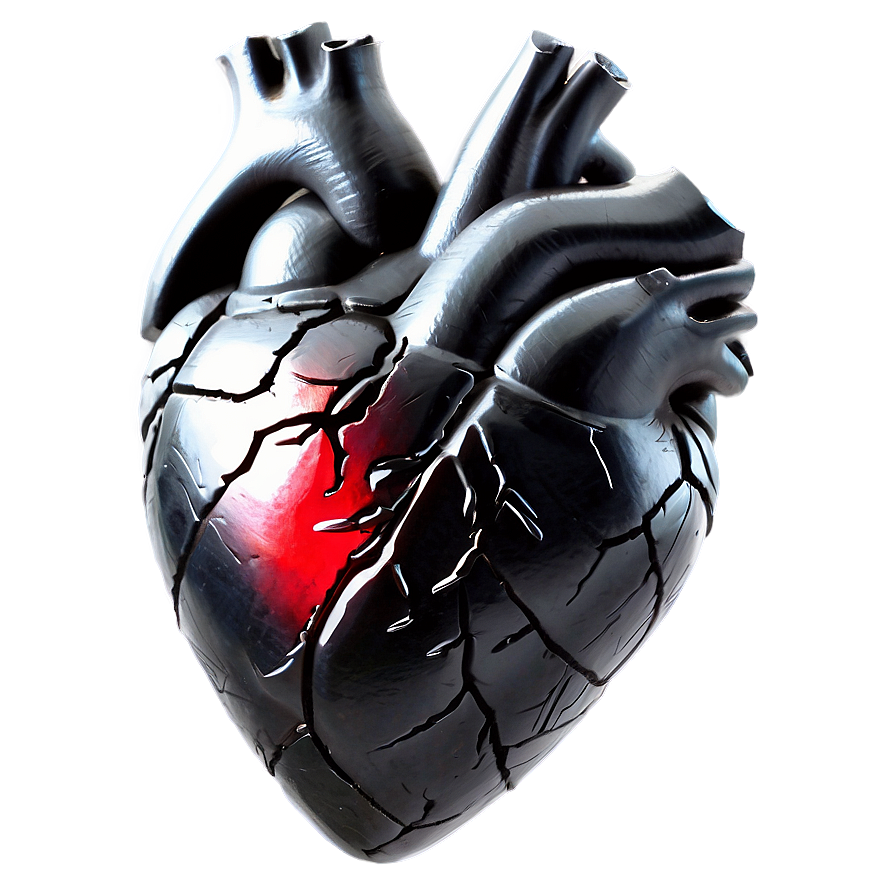 Black Broken Heart A PNG