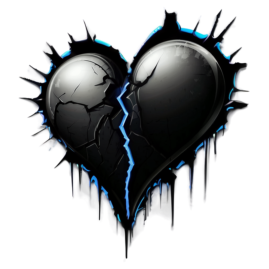 Black Broken Heart Graffiti Png 06252024 PNG