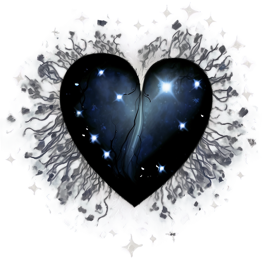 Black Broken Heart In Space Png 06252024 PNG