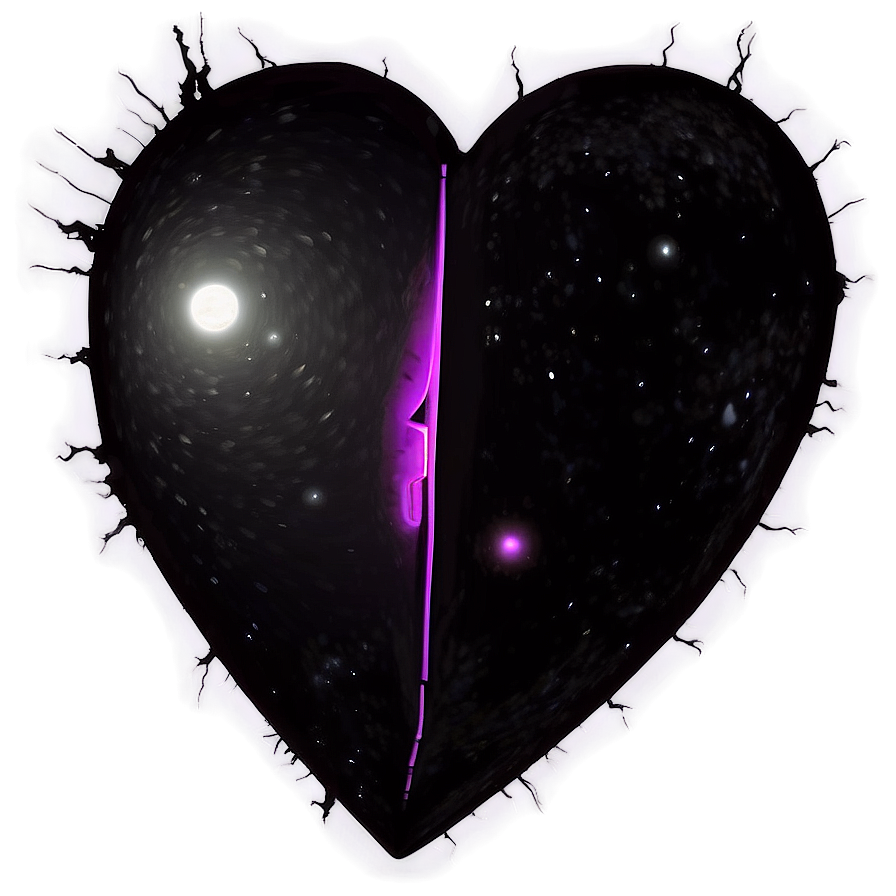 Black Broken Heart In Space Png 06252024 PNG