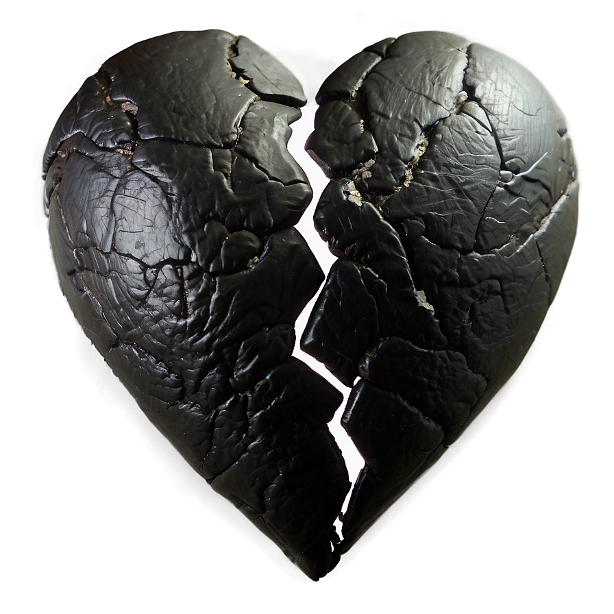 Black Broken Heart On Black Background Png 06252024 PNG