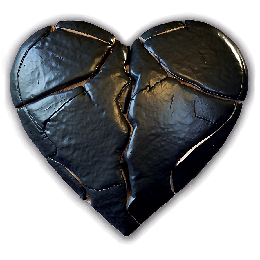 Black Broken Heart On Black Background Png 33 PNG