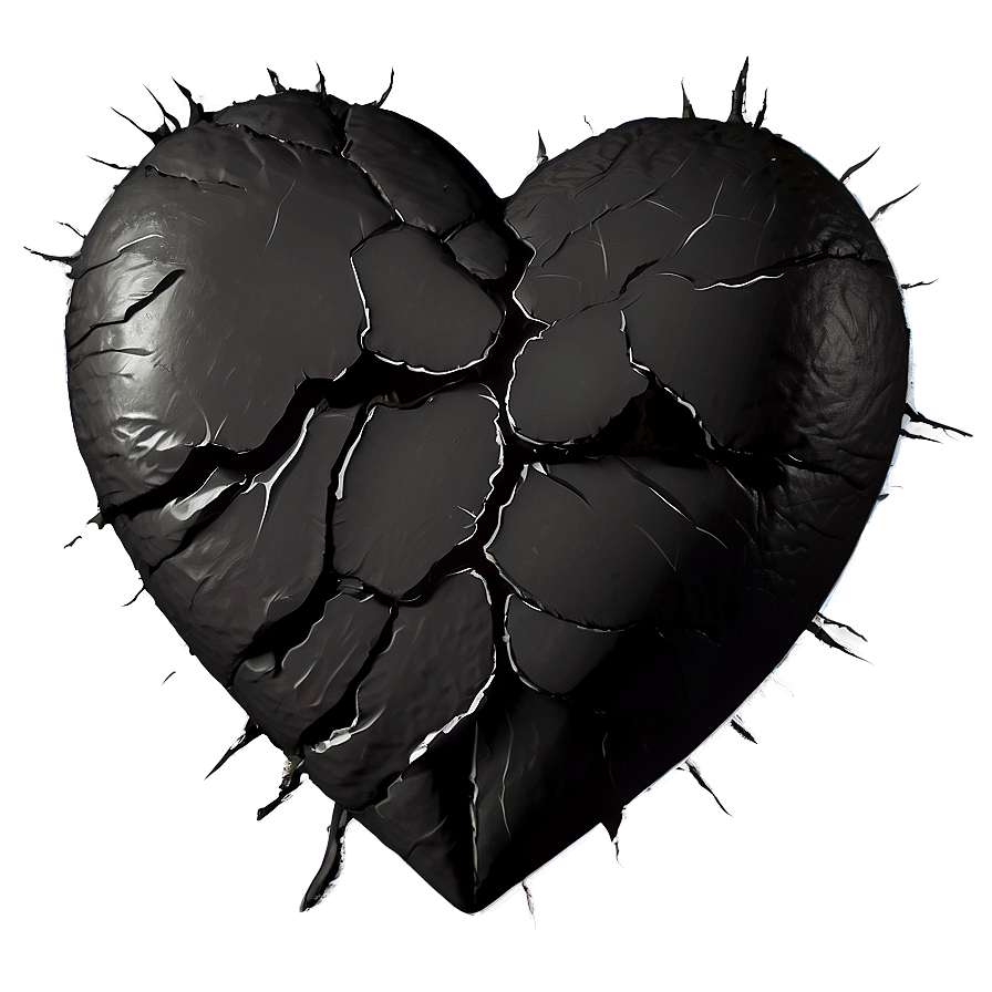 Black Broken Heart Png 06252024 PNG