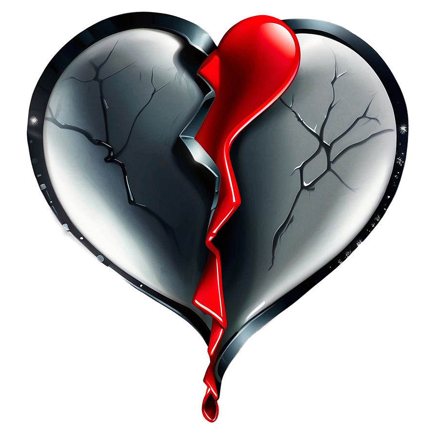 Black Broken Heart Tattoo Design Png 06252024 PNG