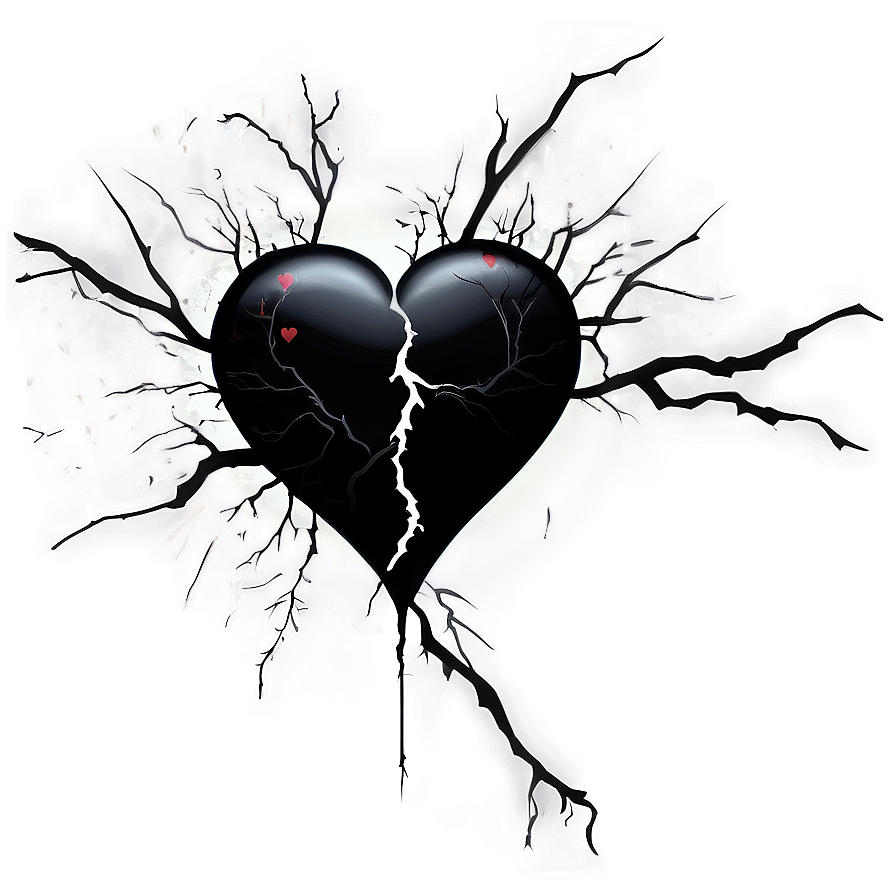 Black Broken Heart Tattoo Design Png Iyf PNG