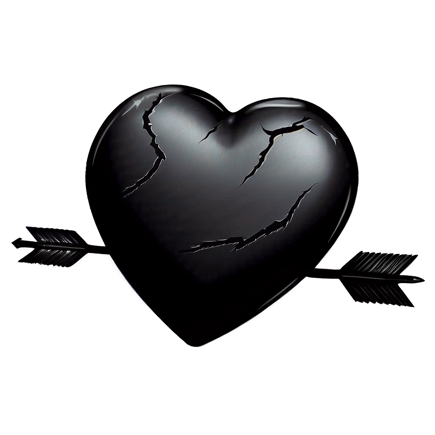 Black Broken Heart With Arrow Png 06252024 PNG