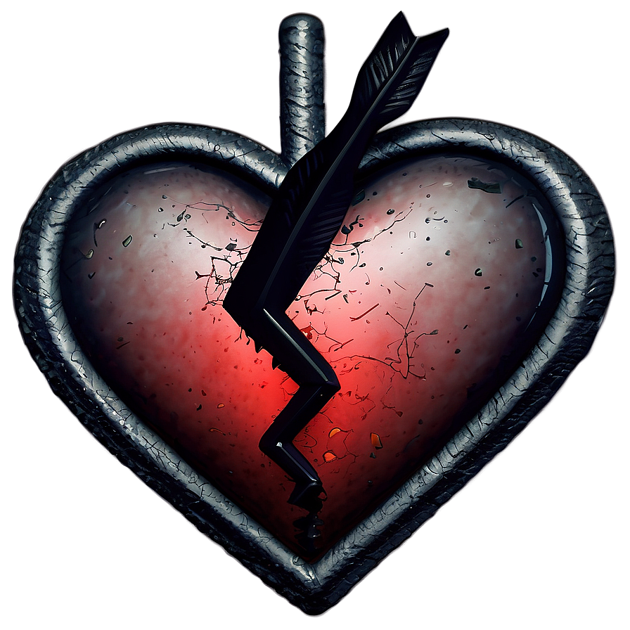 Black Broken Heart With Arrow Png 06252024 PNG