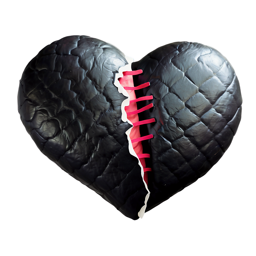 Black Broken Heart With Bandaid Png 06252024 PNG